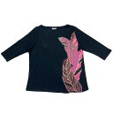 バナナリーフ　レディース7分袖Tシャツ　Maunaloa　BLACK/KOT255