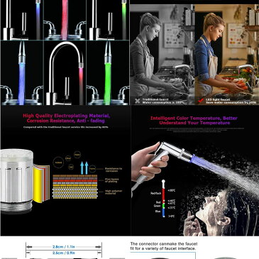 【送料無料】LED蛇口シャワーヘッド 7色時間タイプ シンク キッチン 浴槽 洗面所 台所 お洒落 カスタム インテリア LSHKVI-7CO