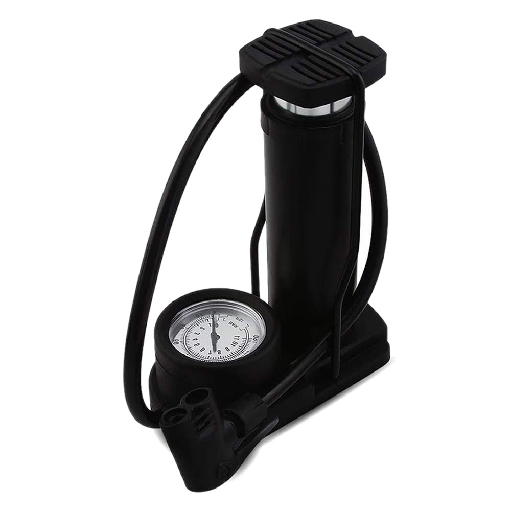 空気入れ 自転車 仏式 足踏み式 ミニ型 エアポンプ フットポンプ ゲージ付き バルブコネクタ付き 携帯 160PSI アルミ製 バイク KUIREBK