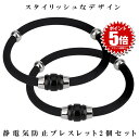 【送料無料】 静電気除去 ブレスレット 2個セット 静電気防止 グッズ 磁気 カジュアル リストバンド 静電気 メンズ レディース タン ゲルマニウム 男女兼用...