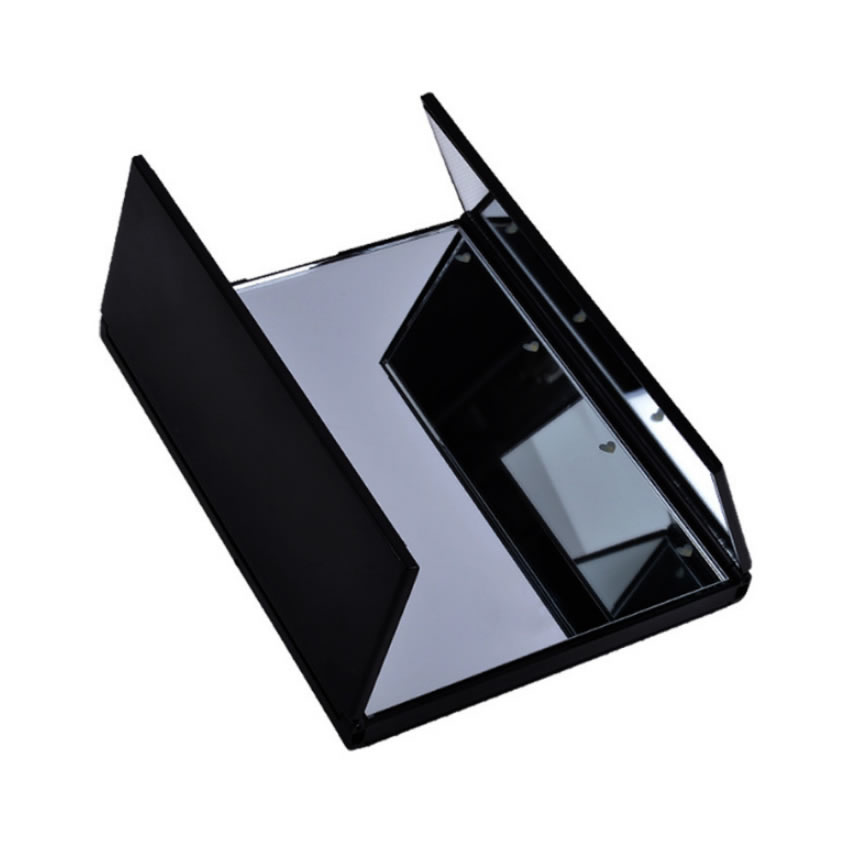 三面鏡 鏡 スタンドミラー ブラック LEDライト付き スタンド式 持ち運び便利 メイク直し メイク鏡 SANMEN-BK
