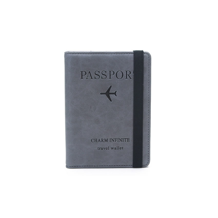 RFID パスポートカバー グレー パスポートホルダー パスポートケース スキミング防止 旅行 パスポート PASKA-GY