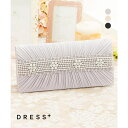 DRESS+ パーティーバッグ パール ビジュー 2way バッグ party bag サテンバッグ クラッチバッグプリーツバッグショルダーバッグ ロングチェー...