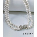 DRESS+ パールネックレス ネックレス レディース ロング ビジュー リボン フェイクパール パール 2連 2重 パーティー 結婚式 大人 アクセサリー お呼ばれ 披露宴 デート 食事会 入園式 フォーマル セレモニー きれいめ 20代 30代秋卒業