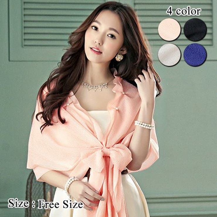 GRAXIA シフォンが見え隠れするレースデザインのショール(SHAWL) トップス