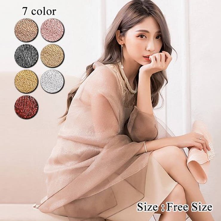 GRAXIA 程よい光沢感とラメが大人の魅力をあげるショール(SHAWL) トップス