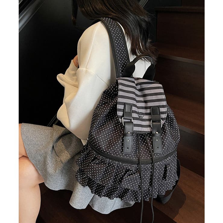 SUNSHINE CLOSET レディース フラップリュック 軽量大容量 ドロスト巾着風リュック女子高校生 可愛い修学旅行カバン 韓国風カジュアルa4鞄 バッグ・鞄 shoplistselect-10541607 SHOPLIST サンプル画像3