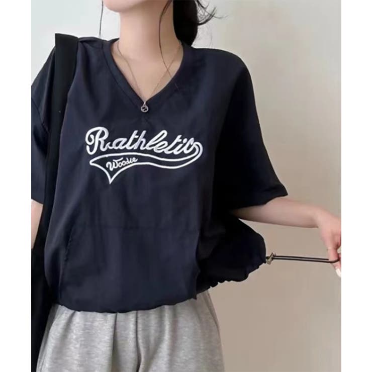 【10％OFFクーポン！3/26(木)1:59まで】by muni:r レタリングナイロンストリングTトップス トップス