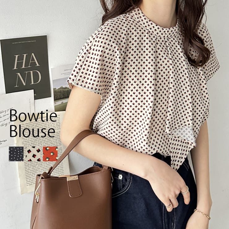 GeeRA ボウタイ風デザインブラウス トップス