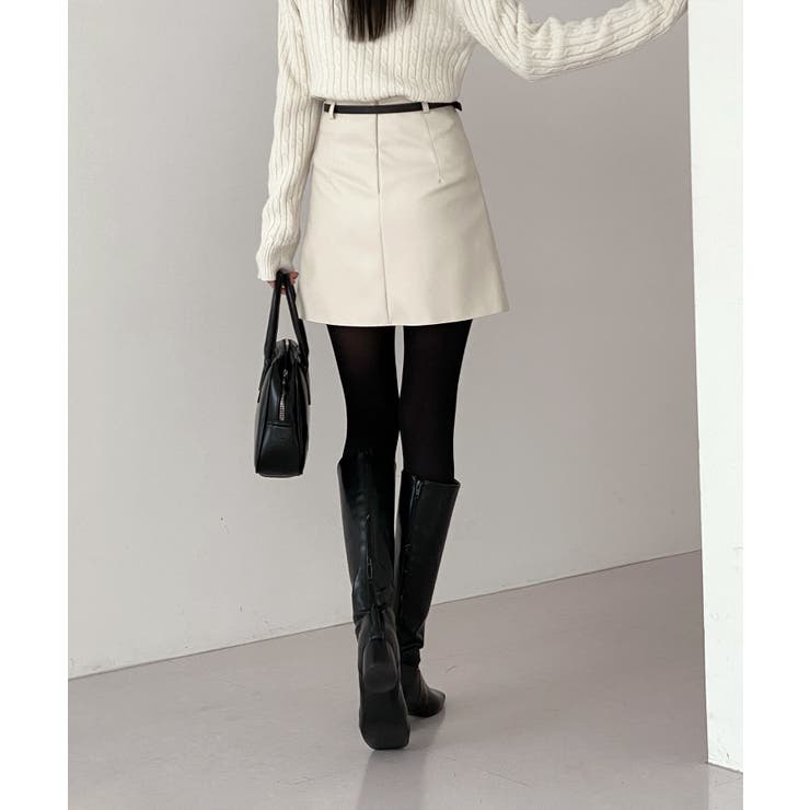 【10%OFFクーポン!11/27(木)1:59まで】by muni:r ベルトセットレザースカート スカート