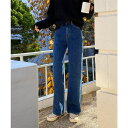 by muni:r ハイウエストロングワイドデニム パンツ・ズボン
