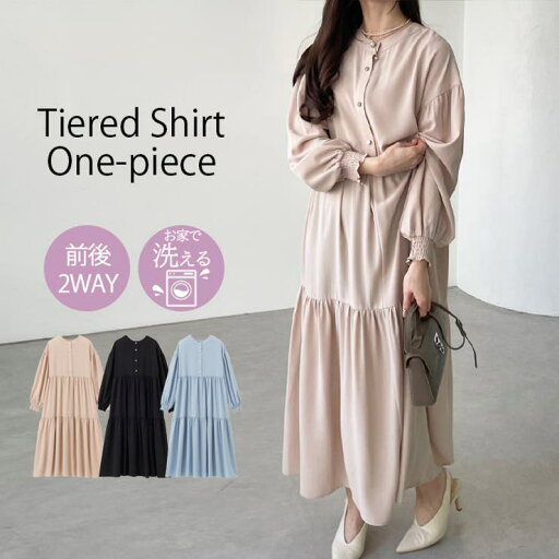 GeeRA 前後2WAYティアードシャツワンピース ワンピース・ドレス GeeRA 前後2WAYティアードシャツワンピース ワンピース・ドレス