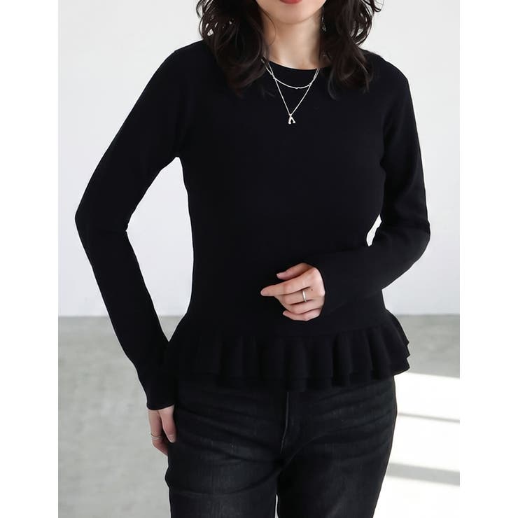 Re:EDIT フリルヘムペプラムニットトップス トップス shoplistselect-10545232 SHOPLIST サンプル画像2