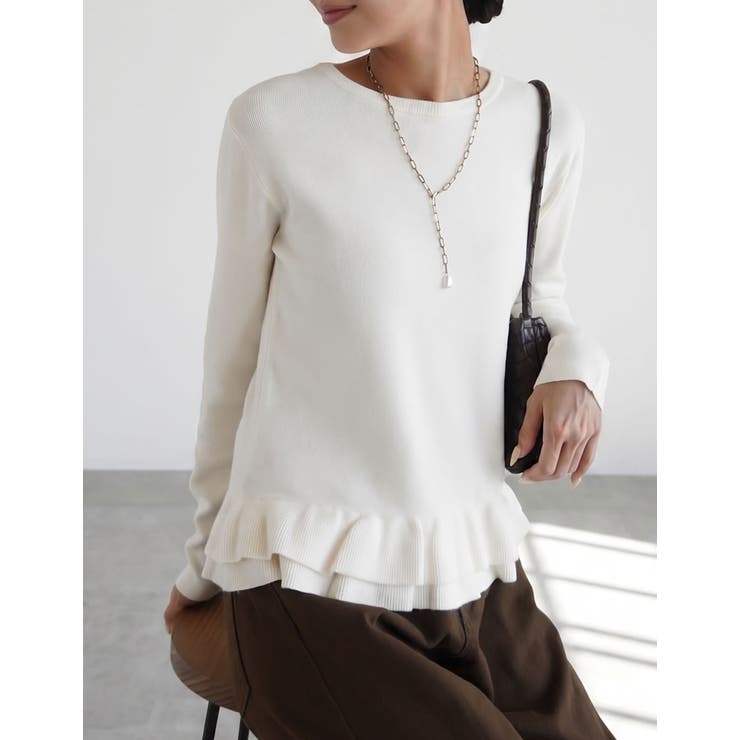 Re:EDIT フリルヘムペプラムニットトップス トップス shoplistselect-10545232 SHOPLIST サンプル画像3