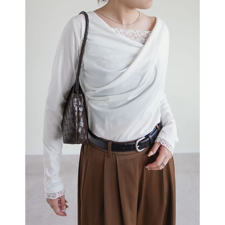 Re:EDIT レースレイヤード風ドレープ長袖トップス トップス shoplistselect-10545228 SHOPLIST サンプル画像3