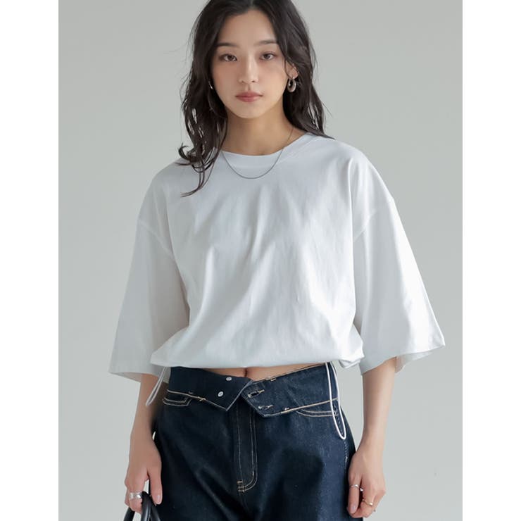 Re:EDIT コットン天竺裾ドロストクロップドTシャツ トップス shoplistselect-10545428 SHOPLIST サンプル画像3