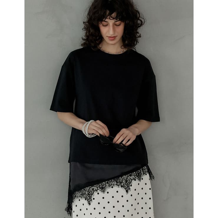 Re:EDIT [2026 SUMMER COLLECTION]裾サテンレースレイヤード風Tシャツ トップス shoplistselect-10545434 SHOPLIST サンプル画像3
