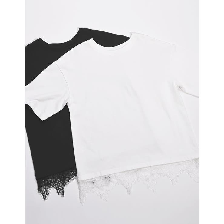 Re:EDIT 裾レースレイヤード風半袖Tシャツ トップス shoplistselect-10545430 SHOPLIST サンプル画像2