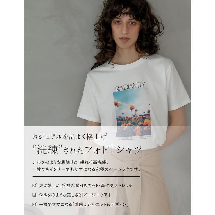 Re:EDIT [2026 SUMMER COLLECTION][接触冷感][UVカット]フラワーフォトプリントTシャツ トップス shoplistselect-10545436 SHOPLIST サンプル画像2