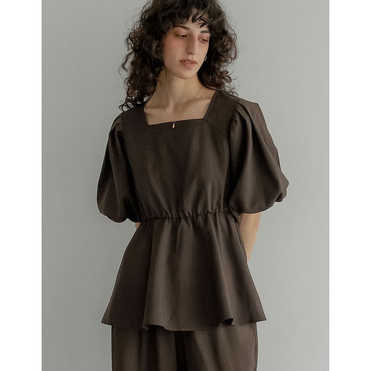 Re:EDIT [2026 SUMMER COLLECTION]リネンライクパフスリーブスクエアネックペプラムトップス トップス shoplistselect-10545440 SHOPLIST サンプル画像3