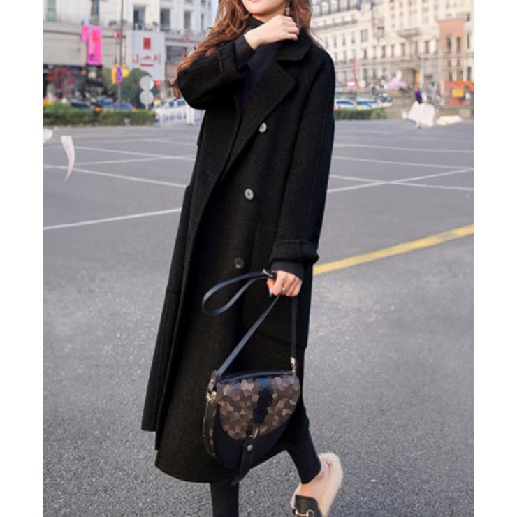 SUNSHINE CLOSET ウールタッチ ロングコート ダブルブレスト 暖かい アウター カジュアル きれいめ 通勤 ビジネス ol 大人 女性 服 アウター(コート・ジャケットなど) shoplistselect-10545849 SHOPLIST サンプル画像2