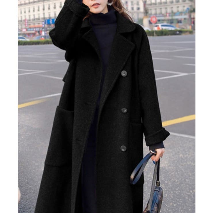 SUNSHINE CLOSET ウールタッチ ロングコート ダブルブレスト 暖かい アウター カジュアル きれいめ 通勤 ビジネス ol 大人 女性 服 アウター(コート・ジャケットなど) shoplistselect-10545849 SHOPLIST サンプル画像3