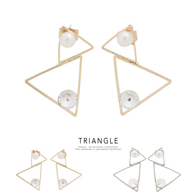 【10％OFFクーポン！11/27(木)1:59まで】SOUBIEN ピアス スタッドピアス 三角 トライアングル ゴールド パール シンプル 上品 大人 上品 普段使い 耳飾り アクセサリー アクセサリー
