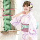 【8/11まで5%OFFクーポン】SOUBIEN レディース浴衣 3点セット(浴衣/半幅帯/下駄) 女性用 ブランド bonheur saisons(ボヌールセゾン) classic 白 ホワイト 紫 流水文 綿 浴衣セット 花火大会 夏祭り フリーサイ