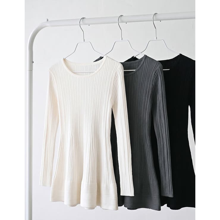 Re:EDIT [洗濯機OK]アンチピリングスポンジニットランダムリブペプラムトップス トップス shoplistselect-10546952 SHOPLIST サンプル画像2