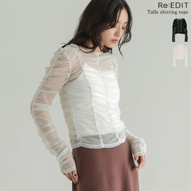 Re:EDIT チュールシャーリングシアートップス トップス shoplistselect-10546950 SHOPLIST パッケージ画像