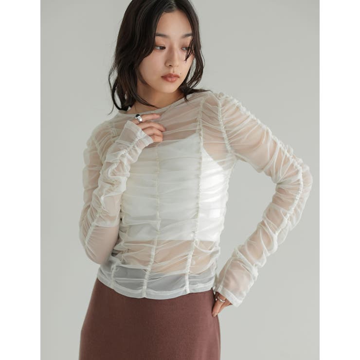 Re:EDIT チュールシャーリングシアートップス トップス shoplistselect-10546950 SHOPLIST サンプル画像3