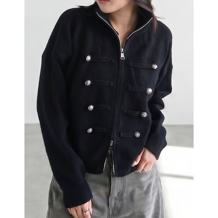 Re:EDIT ナポレオンデザインスタンドネックジップニットブルゾン トップス shoplistselect-10546951 SHOPLIST サンプル画像2