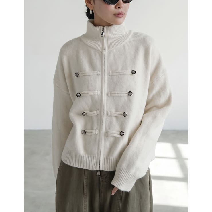Re:EDIT ナポレオンデザインスタンドネックジップニットブルゾン トップス shoplistselect-10546951 SHOPLIST サンプル画像3