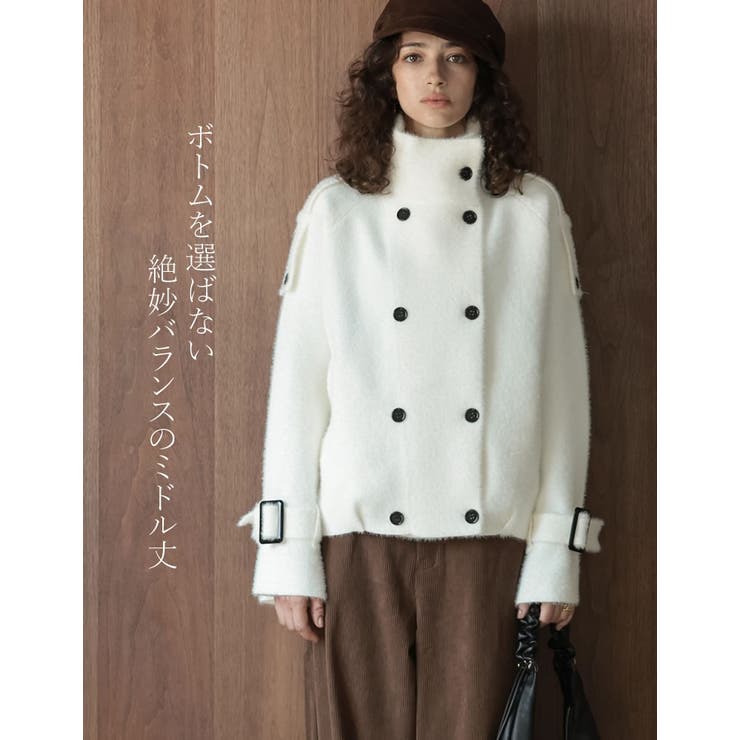 Re:EDIT シャギーダブルブレストスタンドカラーミドルコート アウター(コート・ジャケットなど) shoplistselect-10547002 SHOPLIST サンプル画像2