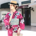 【8/11まで5%OFFクーポン】SOUBIEN 浴衣 3点セット(浴衣/兵児帯/下駄) bonheur saisons 赤紫 ピンク パープル 金魚 南天 綿 紅梅 夏祭り 花火大会 浴衣セット ゆかた 女性 レディース【モダン】【モダン】【大人】 浴