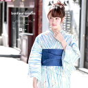 【8/11まで5%OFFクーポン】SOUBIEN 浴衣 3点セット(浴衣/半幅帯/下駄) bonheur saisons 水色 ライトブルー 白 青 紺色 雨縞 水玉 蜻蛉 トンボ ラメ 綿 夏祭り 花火大会 浴衣セット ゆかた 女性 レディース フリー