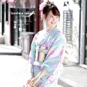 【8/11まで5%OFFクーポン】SOUBIEN 浴衣 3点セット(浴衣/半幅帯/下駄) bonheur saisons 水色 ライトブルー アイボリー ダリア ピンポンマム 花 手鞠 流水 ラメ 綿 夏祭り 花火大会 浴衣セット ゆかた 女性 レディー
