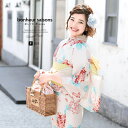 【8/11まで5%OFFクーポン】SOUBIEN 浴衣 3点セット(浴衣/半幅帯/下駄) bonheur saisons 白系 クリームホワイト 赤 水色 黄色 紫陽花 花 ラメ 綿 紅梅織 夏祭り 花火大会 浴衣セット ゆかた 女性 レディース フリー