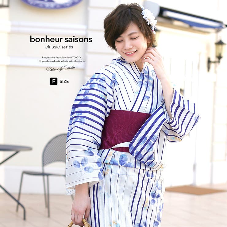 単品]ふんわり麻の葉柄セパレート浴衣通販｜レディース