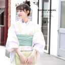 【8/11まで5%OFFクーポン】SOUBIEN 浴衣 3点セット(浴衣/兵児帯/下駄) bonheur saisons 白系 カラフル 紫 水色 薄緑 矢羽根 縞 水玉 ラメ 綿 紅梅織 夏祭り 花火大会 浴衣セット ゆかた 女性 レディース フリー