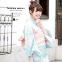 【8/11まで5%OFFクーポン】SOUBIEN 浴衣 3点セット(浴衣/兵児帯/下駄) bonheur saisons 水色 ライトブルー ピンク 牡丹 花 露芝 ラメ 手捺染 手縫い 綿麻 夏祭り 花火大会 浴衣セット ゆかた 女性 レディース フリ