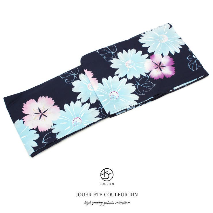 bonheur saisons 夏しぐれ 凛 レディース浴衣ブランド『bonheur saisons』（ボヌールセゾン）の女性用浴衣です。中心にラメが施された撫子や向日葵の花がデザインされ、涼やかな雰囲気です。生地は変わり織りで、柔らかい肌触りと吸湿性に優れた綿100％です。女性着物の身丈は、身長の長短5cm以内が適応サイズとされます。手もみ洗いや、洗濯ネットに入れた弱め洗いが奨励されています。商品詳細■色紺地に水色や紫など■素材綿100%注意事項※こちらの商品は、浴衣単品です。その他の商品は含まれません。※適度な透け感があるので、浴衣用のインナーの着用をおすすめいたします。サイズ表?身丈袖丈裄丈フリーサイズ約165cm約49cm約68cm返品・交換について購入後の交換は受け付けておりません。予めご了承ください。返品を希望される場合は購入履歴一覧の「ショップへの問い合わせ」よりお問い合わせください。=========================複数配送先指定について1件の注文に対して、異なる住所への配送は対応出来かねます。恐れ入りますが、異なる住所へ配送をご希望の場合、配送先毎に分けて注文いただきますようお願い申し上げます。【浴衣・着物WOMEN】