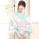 【8/11まで5%OFFクーポン】SOUBIEN 浴衣 3点セット(浴衣/兵児帯/下駄) bonheur saisons 白 ホワイト 薄青緑 向日葵 ヒマワリ 撫子 ラメ 綿 花火大会 夏祭り 浴衣セット ゆかた 女性 レディース【フェミニン】【フェミ