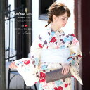【8/11まで5%OFFクーポン】SOUBIEN 浴衣 3点セット(浴衣/兵児帯/下駄) bonheur saisons 白系 アイボリー ホワイト 赤 水色 花柄 縞 ラメ 綿麻 浴衣セット 女性 レディース フリーサイズ【フェミニン】【大人】 浴衣・