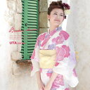 【8/11まで5%OFFクーポン】SOUBIEN 浴衣 3点セット(浴衣/兵児帯/下駄) bonheur saisons 白 アイボリー ピンク 鹿の子柄 花 ラメ 綿 花火大会 夏祭り 浴衣セット ゆかた 女性 レディース【フェミニン】【フェミニン】【
