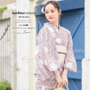 SOUBIEN 浴衣 3点セット(浴衣/半幅帯/下駄) bonheur saisons 赤 レッド 白 クリーム 雪輪 ゆきわ 横縞 綿 変わり織り 夏祭り 花火大会 女性用 仕立て上がり S・フリー【フェミニン】【大人】 浴衣・着物