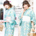 SOUBIEN 浴衣セット 3点セット(浴衣/帯/下駄) bonheur saisons ボヌールセゾン 水色 ライトブルー 薄ピンク 桜 さくら 花 綿麻 レディース 夏 花火大会【古典柄】【大人】 浴衣・着物