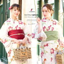 SOUBIEN 浴衣セット 3点セット(浴衣/帯/下駄) bonheur saisons ボヌールセゾン 白系 アイボリー 赤 鉄線花 クレマチス 金魚 雨縞 綿 レディース 夏 花火大会【フェミニン】【大人】 浴衣・着物