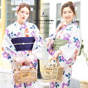 【8/11まで5%OFFクーポン】SOUBIEN 浴衣セット 3点セット(浴衣/帯/下駄) bonheur saisons ボヌールセゾン 白系 アイボリー 紫 紺 鉄線花 クレマチス 金魚 雨縞 綿 レディース 夏 花火大会【フェミニン】【大人】 浴衣