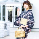 【8/11まで5%OFFクーポン】SOUBIEN 浴衣セット 3点セット(浴衣/帯/下駄) bonheur saisons ボヌールセゾン 紺 ネイビー 紫 クリーム 菖蒲 あやめ 花 綿麻 レディース 夏 花火大会【古典柄】【大人】 浴衣・着物
